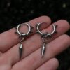 oly-f151ad0f6bf21e86f43f5fd5a5c0d215 Wholesale Stainless Steel Punk Spike Hoop Earrings Geometric Fashion Jewelry for Women