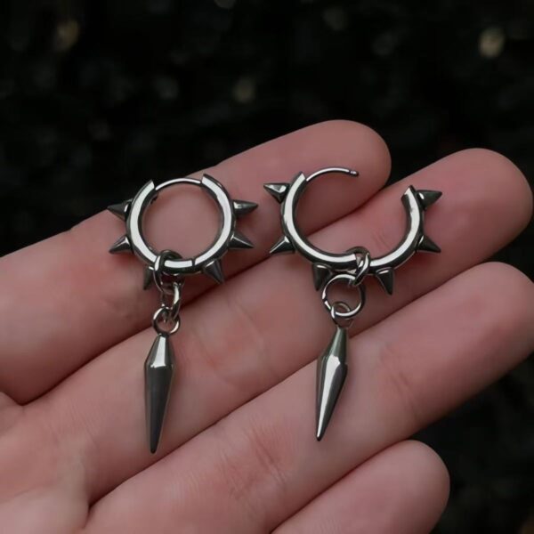 oly-f151ad0f6bf21e86f43f5fd5a5c0d215 Wholesale Stainless Steel Punk Spike Hoop Earrings Geometric Fashion Jewelry for Women