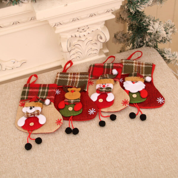oly-f162cc8ff1d2b7b1c358aa0a93903a01 Wholesale European Style Christmas Stocking Ornament Polyester Gift Bag Pendant Home Decor Gift