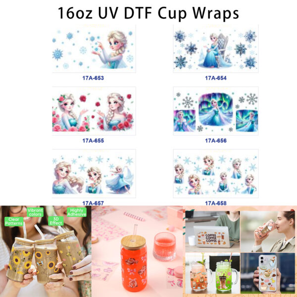 oly-f16af5a14942b47914fbc6fae24e8031 Wholesale 5pcs Winter Magic Maiden Snowflake Rose Aurora Scenery Mixed Decor Prints 16oz Cup UV DTF Wraps OLY Exclusive