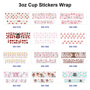 oly-f16f08c341f72e98c42569d5d72754d8 Wholesale 8pcs Mixed Sweet Fruit Floral Cartoon Print 3oz Cup Stickers Wrap OLY Exclusive