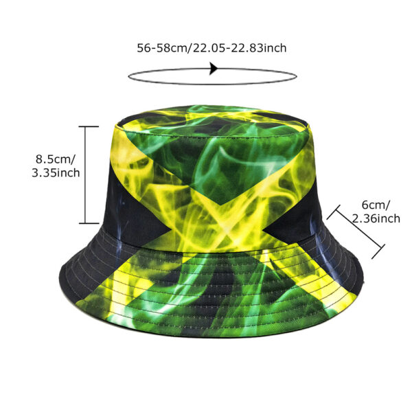 oly-f189190622d9e98e8486e61b34733085 Wholesale Chic Jamaica Flag Print Double Sided Bucket Hat Outdoor Sun Hat for Resale