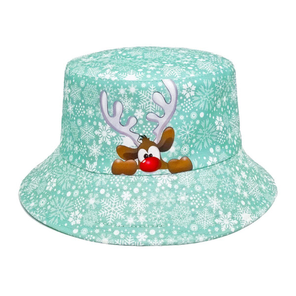 Wholesale Reversible Bucket Hat with Snowflake Elk Pattern Sun Protection Fashion Accessory