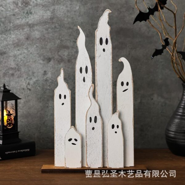 Wholesale Halloween Ghost Wooden Decoration Cute Resale Desktop Ornament