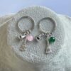 Wholesale Witch Keychain Set with Green Pink Hats, Broom, Crown Boutique Resale Fashion Accessory for Casual Gift