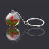 Wholesale Metal Poppy Flower Glass Ball Keychain Fashion Accessory Birthday Gift