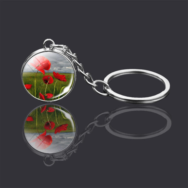 Wholesale Metal Poppy Flower Glass Ball Keychain Fashion Accessory Birthday Gift