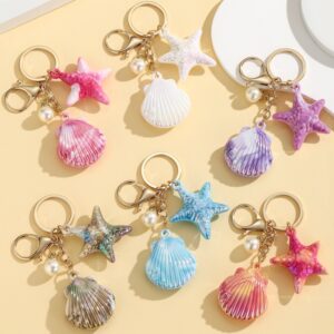 oly-f289acff75a46fe748661a047a50d2ac Wholesale Ocean Design Resin Keychain Pendant - Cute Marine Starfish & Scallop Bag Charm, Car Key Accessory, Gift for Junior