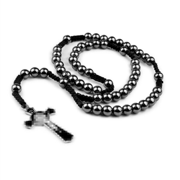 oly-f2a51fd6b6466c31c060f8d0b8b5ec65 Wholesale Trendy Hematite Stone Cross Pendant Rosary Beads Fashion Jewelry Accessory