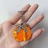 oly-f2a9b9fa056894d650d6312149b97e0f Wholesale Halloween Acrylic Keychain Leopard Print Pumpkin with Spider Web, Party Favor Accessory