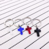 Wholesale White Natural Stone Cross Keychain Lovable Key Ring for Boutique Resale