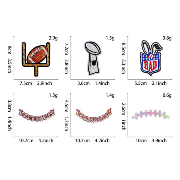 Wholesale Football Theme Embroidered Patch DIY Iron-On Badge for Shoes Hats Gift Craft Supply