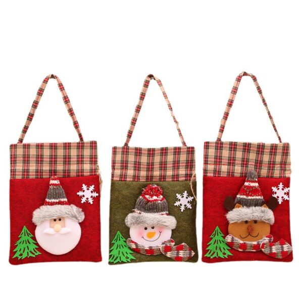 oly-f2f6551f4e87f22915892e5755e3e2e8 Wholesale Santa Claus Plaid Flannel Christmas Gift Bag for Candy Apples Holiday Decor