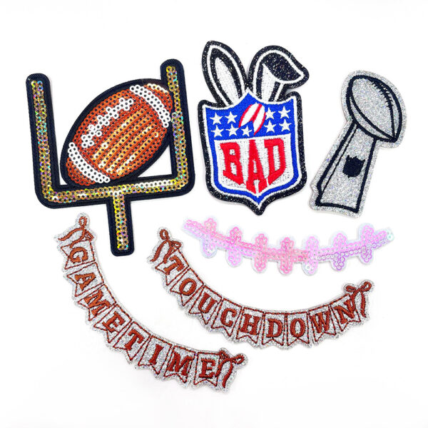 Wholesale Football Theme Embroidered Patch DIY Iron-On Badge for Shoes Hats Gift Craft Supply