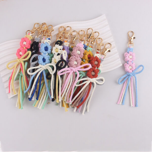 oly-f32a59f474835054821974d44e416778 Wholesale Cotton Rope Bohemian Handmade Flower Keychain Bag Charm Gift for Women