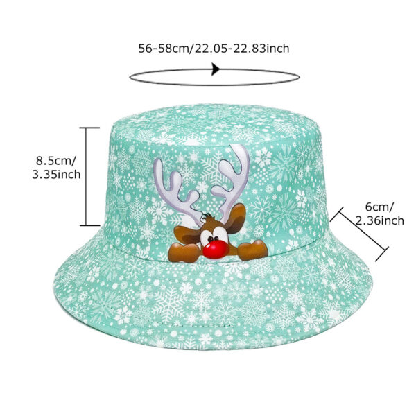 Wholesale Reversible Bucket Hat with Snowflake Elk Pattern Sun Protection Fashion Accessory