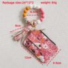 Wholesale Pastoral Floral PU Card Holder Keychain, Decorative Gift Accessory