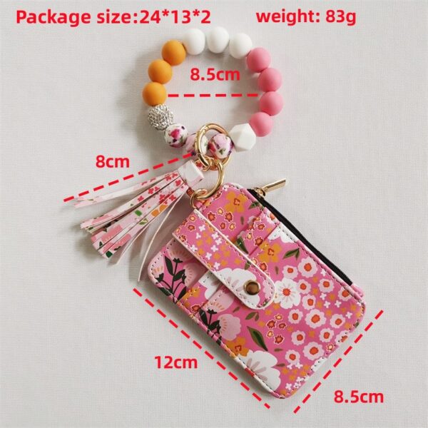 Wholesale Pastoral Floral PU Card Holder Keychain, Decorative Gift Accessory
