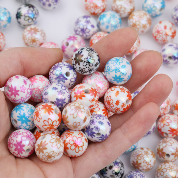 oly-f333ebec89df52c9a7ecbbaeab6168fd Wholesale Flower Snowflake Print Acrylic Beads 16mm DIY Phone Charm Accessory