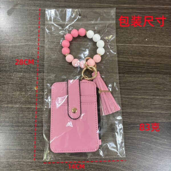 Wholesale Trendy Woven PU Keychain with Silicone Beads Fashion Bag Charm for Business Gift or Boutique Resale