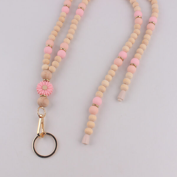oly-f374bc621709832e79925cbfeb81cab6 Wholesale Wood Bead Silicone Lanyard Keychain Necklace Fashion Accessory Gift for Teacher Nurse ID Badge