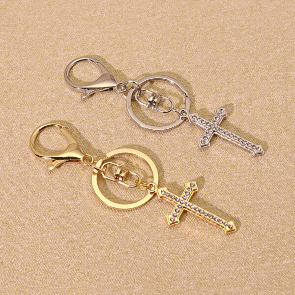 Wholesale Chic Cross Keychain Metal Gold Light Luxury Key Ring Decorative Accent for Bag Gift
