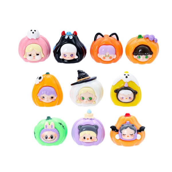 Wholesale Halloween Double-Sided Pumpkin Head Figure Set - 10 Styles, Car Desk Decoration, Collection Toy Gift