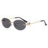 Wholesale Trendy Oval Frameless Metal Sunglasses UV Protection Summer Outdoor Shades