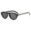 Wholesale Retro Oval Cat Eye Sunglasses UV400 Black Frame Grey Lens for Women Everyday Wear Gift