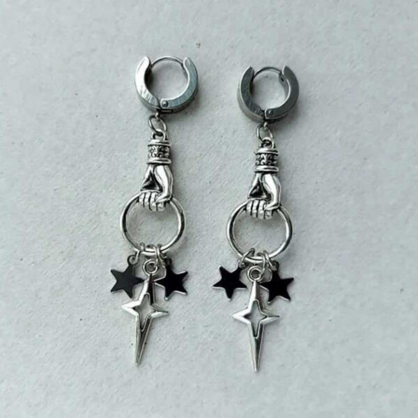 oly-f40af4666be13af867069fbae33c9447 Wholesale Star Hoop Earrings Stainless Steel Gothic Punk Y2K Style Fashion Jewelry Accessory for Party Wear