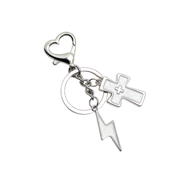 Wholesale Cross Lightning Heart Metal Keychain Pendant Bag Charm Car Accessory Fashion Gift
