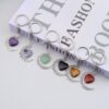 oly-f4102aef8fee6e2ef1cbdfa66d18a820 Wholesale Heart Moon Hand Wrapped Keychain Bag Charm with Green Aventurine Crystal Stylish Car Key Accessory