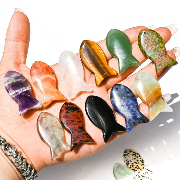 Wholesale Jade Fish Shape Pendant Decorative Accessory for DIY Jewelry and Keychain