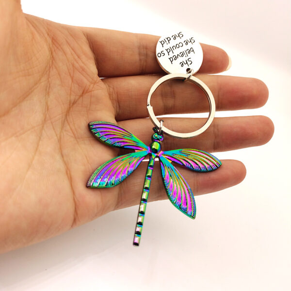 Wholesale Light Luxury Colorful Dragonfly Car Keychain Pendant Zinc Alloy Boutique Resale