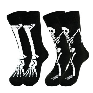 oly-f438ca9342fd16bbd8772ce44f7a114b Wholesale Polyester Cotton Mid Calf Socks Halloween Skeleton Claw Cartoon Print Unisex Casual Fashion Socks