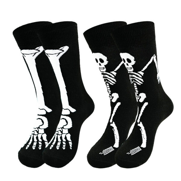 oly-f438ca9342fd16bbd8772ce44f7a114b Wholesale Polyester Cotton Mid Calf Socks Halloween Skeleton Claw Cartoon Print Unisex Casual Fashion Socks