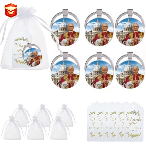oly-f446c78a290dbaa3a74f929341978127 Wholesale Pope Theme Keychain Zinc Alloy Religious Accessory Gift for Baptism Communion