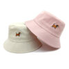 Wholesale Cute Dog Embroidery Bucket Hat Sun Protection Casual Cap for Women