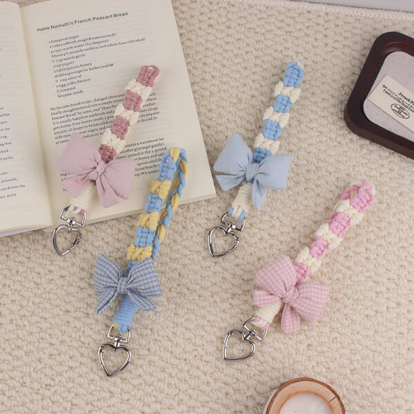 Wholesale Silicone Bow Phone Lanyard Keychain Blue Summer Everyday Car Key Accessory