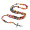 Wholesale Plastic Resin Cross Rosary Necklace Colorful Beads Fashion Jewelry Accessory Gift