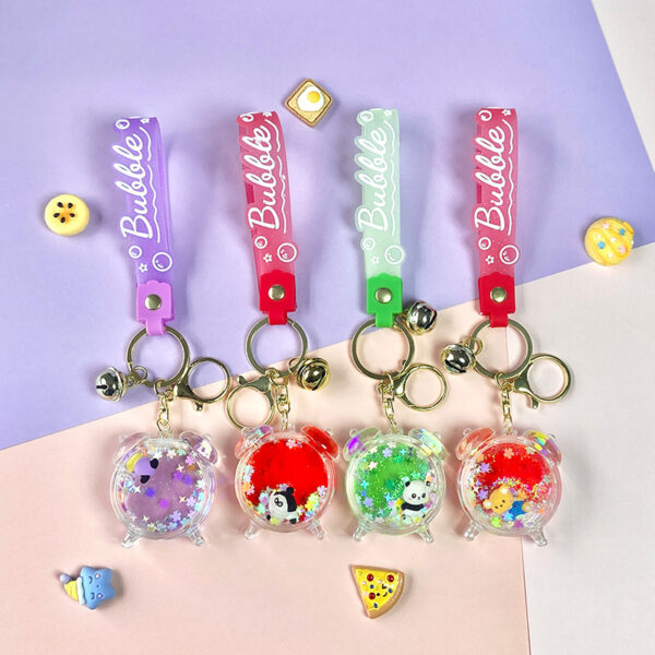 Wholesale Oil Quicksand Alarm Clock Acrylic Keychain Trendy Decorative Bag Charm Car Key Accessory Boutique Gift