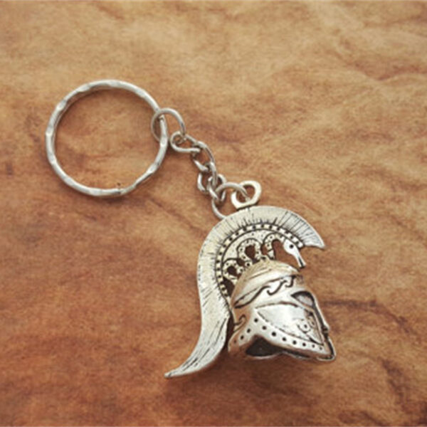 Wholesale Spartan Greek Roman Warrior Helmet Keychain Alloy White Fashion Accessory