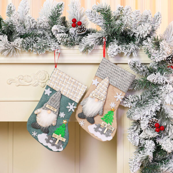 Wholesale Korean Style Large Christmas Stocking with Plush Polyester Candy Bag for Holiday Home Decor