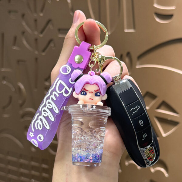oly-f4e8c5a060fae1b3252c1e30eaf9bf37 Wholesale Acrylic Milk Tea Cup Keychain Liquid Bubble Girl Decorative Bag Charm Gift for Boutique Resale