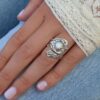 oly-f5424daf3c9d749f3c55d53795031746 Wholesale Geometric White Opal Alloy Ring Wedding Gift Jewelry Accessory