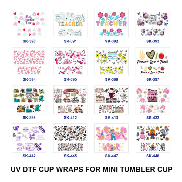 Wholesale 8pcs Teaching Warm Drink Maternal Phrase Hand Drawn Character Floral Decor Mini Cup Keychain Sticker OLY Exclusive