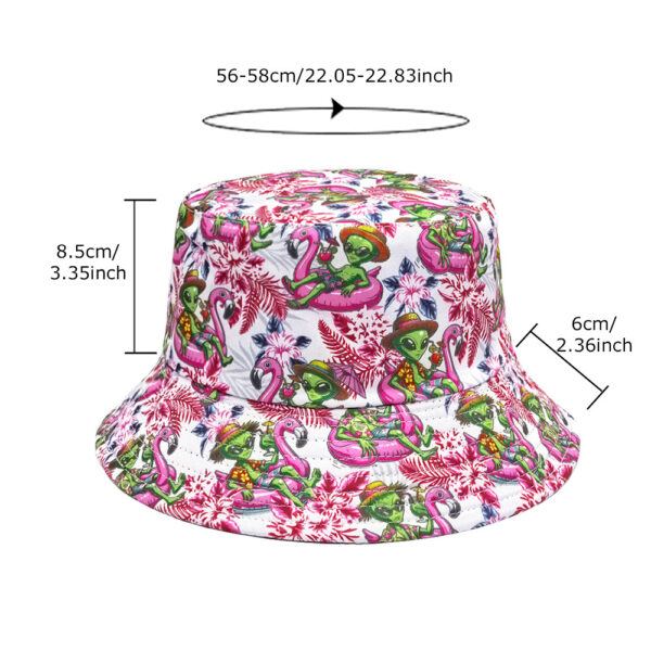 Wholesale Chic Unisex Bucket Hat Double Sided Cartoon Print Sun Hat for Beach Outdoor Vacation