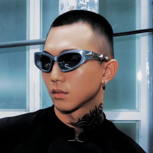 oly-f5a2eedd51b1e2ca2a68863cb644bca6 Wholesale Futuristic Four Pointed Star Sunglasses UV400 Sunscreen Outdoor Gift