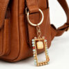 Wholesale Bohemian Amethyst Crystal Rectangle Tassel Keychain Bag Charm Handmade Car Key Accessory