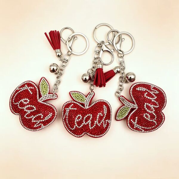 Wholesale Design Rhinestone Letter Keychain, Red Tassel Bag Charm, Boutique Resale Gift
